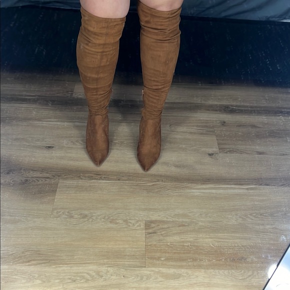 Suede Over-the-Knee Boots - Tan - Picture 2 of 4